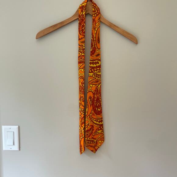 Vintage Handmade 1960's Men's Dress Tie Mod Paisley Design Groovy MCM Hippie - Picture 3 of 10